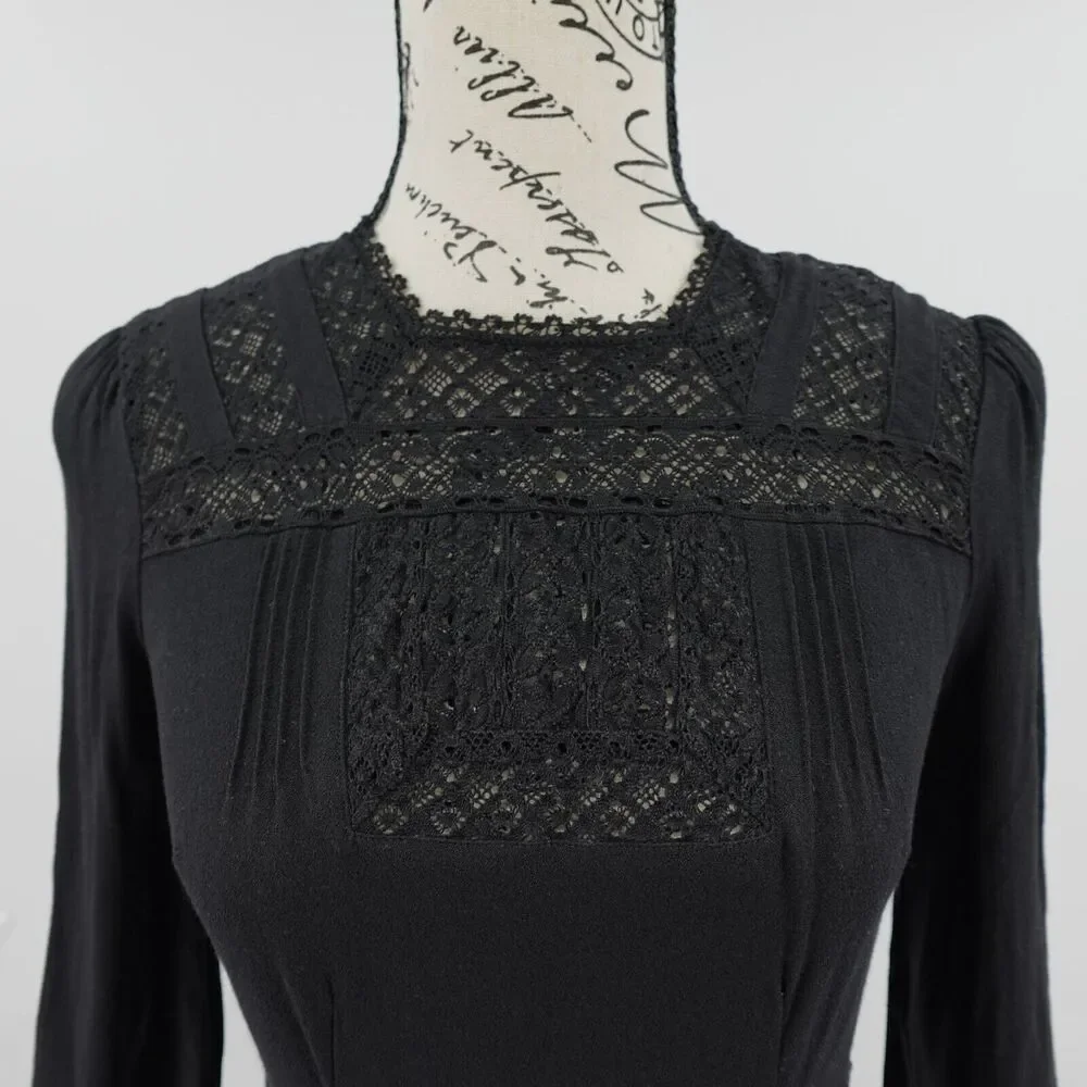 J Crew Point Sur Top Womens 00 Black Peplum Lace Crochet Victorian Wimsigoth‎
